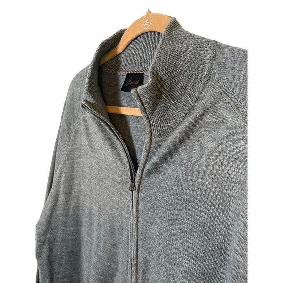 Wool Knit Sweater Men XL Gray Cardigan Neutral Minimalist Preppy Classic Resort - Picture 7 of 11